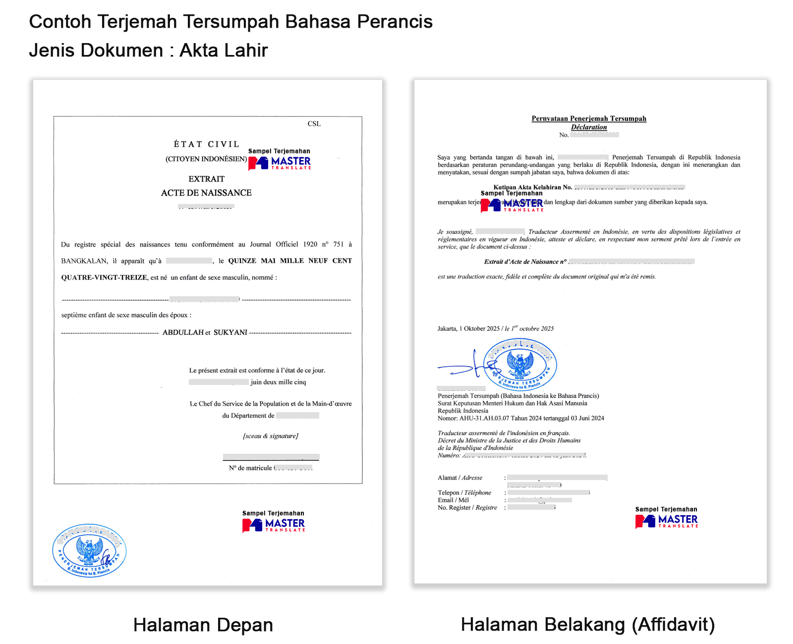 Contoh Penerjemah Tersumpah Prancis